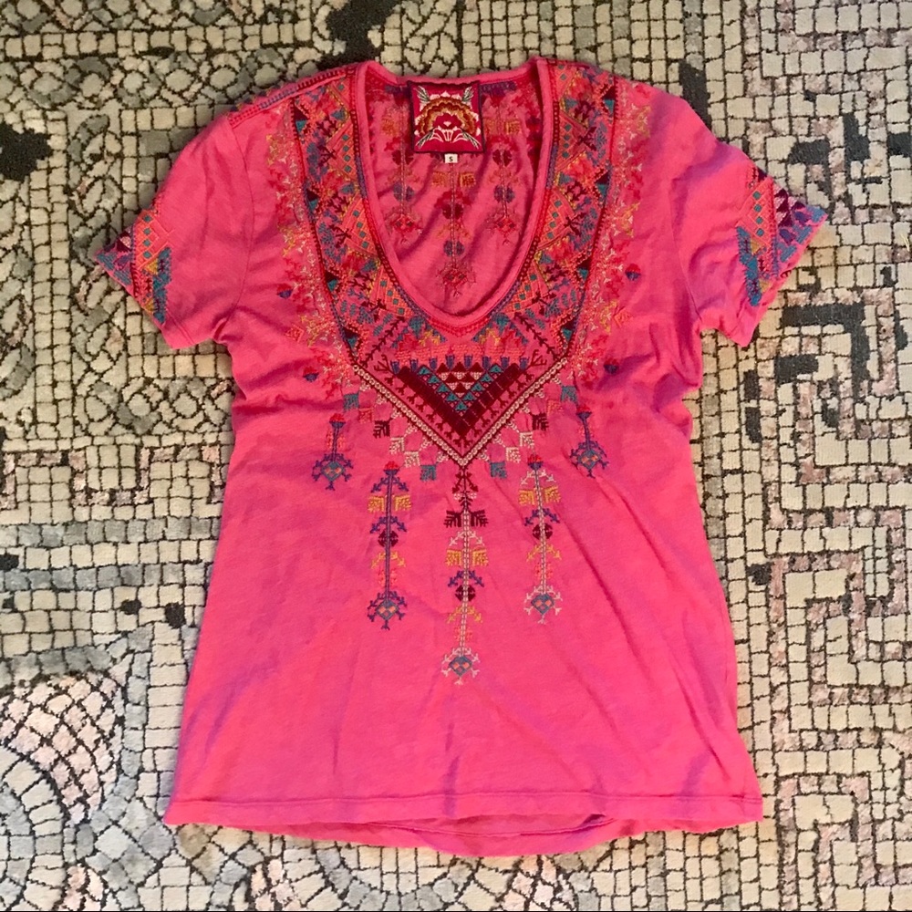 Johnny Was hot pink blouse szS